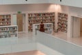 Stuttgart, Germany - Aug 1, 2020 -Librarian arrage books at Stadtbibliothek public library in the morning