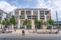 Stuttgart, Germany - Aug 1, 2020 - Plaza in front of Numelo shopping center with few people with mask in the morning