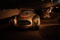 Stuttgart, Germany - Dec 27, 2018 - Close shot of the Mercedes sports car on the simulated road in the museum