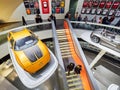 Stuttgart, GERMANY - DECEMBER 29, 2018: Old and new cars exhibit in the Mercedes-Benz museum in Stuttgart, Germany Royalty Free Stock Photo