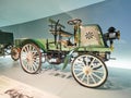 Stuttgart, GERMANY - DECEMBER 29, 2018: Old and new cars exhibit in the Mercedes-Benz museum in Stuttgart, Germany Royalty Free Stock Photo