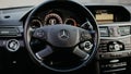 Stuttgart Germany - January 29 2021: Mercedes E-class W212 interior avantgarde Mercedes logo dash board