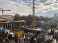 Visitors inspecting the construction site at Stuttgart main station for the Stuttgart21 railway project