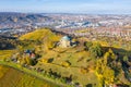 Stuttgart Grabkapelle grave chapel WÃÂ¼rttemberg Rotenberg vineyard aerial photo view travel in Germany Royalty Free Stock Photo