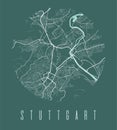 Stuttgart map poster. Decorative design street map of Stuttgart city, cityscape aria panorama Royalty Free Stock Photo