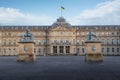 Stuttgart New Palace Neues Schloss with the lion and the deer sculptures - Stuttgart, Germany Royalty Free Stock Photo