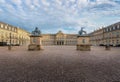 Stuttgart New Palace Neues Schloss with the lion and the deer sculptures - Stuttgart, Germany Royalty Free Stock Photo