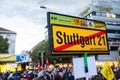 Stuttgart 21 Project Protest Expensive City Train Station Construction Crowd Signs Closeup Logo October 9, 2017 Royalty Free Stock Photo