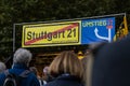 Stuttgart 21 Project Protest Expensive City Train Station Construction Crowd Signs Closeup Logo October 9, 2017 Royalty Free Stock Photo