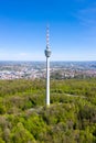 Stuttgart tv tower skyline aerial photo view town architecture travel portrait format Royalty Free Stock Photo