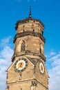 Stuttgarter Stiftskirche Belltower Closeup Blue Sky City Center Royalty Free Stock Photo