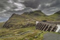 Stwlan Dam and the Moelwyn mountains. Royalty Free Stock Photo