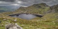 Stwlan Dam and the Moelwyn mountains. Royalty Free Stock Photo