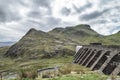 Stwlan Dam and the Moelwyn mountains. Royalty Free Stock Photo