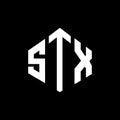 STX letter logo design with polygon shape. STX polygon and cube shape logo design. STX hexagon vector logo template white and Royalty Free Stock Photo