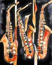 Styjization in the style of jazz, saxophones