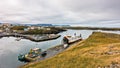 Stykkisholmur harbor with cityscape in background