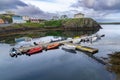 Colorful homes and buildings in the harbor in Stykkisholmur, Iceland on the Snaefellsnes