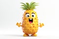 funny illustration of happy cute cartoon ananas, Generative AI