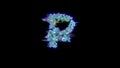 Style cybernetic blue glitch alphabet - rouble sign on black, isolated - object 3D illustration Royalty Free Stock Photo