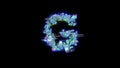 Style cybernetical blue dichroic font - letter G on black, isolated - object 3D rendering