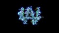 Style cybernetical blue distorted font - won sign on black, isolated - object 3D rendering