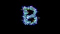 Style cybernetic blue distortion font - letter B on black, isolated - object 3D illustration