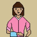 Style design pixel women cleaning service illustration
