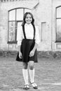 Style for every story. schoolgirl in classy retro uniform. vintage kid fashion and beauty. old school. back to school