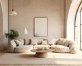 Style interior modern home living beige design furniture minimal apartment room sofa Royalty Free Stock Photo