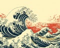 style of Japanese engraving called great wave Japanese. Royalty Free Stock Photo