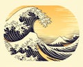 style of Japanese engraving called great wave Japanese. Royalty Free Stock Photo