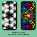 Style Mobil Phone Case. Beautiful Rainbow and Monochrome Abstract Curves Patterns