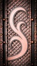 Ornate wrought-iron elements of metal gate decoration