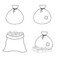 Style outline of santa claus\'s bag of gifts. Vector illustration