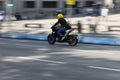 Style photos of a motorcycle in the streets in Madrid