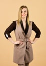 Style for real woman. wear trendy color only. woman in classy elegant jacket. businesswoman wear formal suit