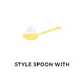 style spoon with sugar or salt icon, symbol of teaspoon with yoghurt or sour cream for healthy cooking or confectionery concept Royalty Free Stock Photo