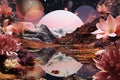 in the style of surreal collage landscapes flowerpunk, created with Generative AI technology