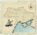 Style under old times of map of Ukraine Royalty Free Stock Photo