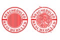 2 Style Vector Circle rusty Red Rectangle Rubber Stamp Effect, Rescheduled, re-scheduled Royalty Free Stock Photo