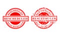 2 Style Vector Circle rusty Red Rectangle Rubber Stamp Effect, Rescheduled, re-scheduled Royalty Free Stock Photo