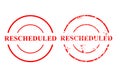 2 Style Vector Circle rusty Red Rectangle Rubber Stamp Effect, Rescheduled, re-scheduled Royalty Free Stock Photo