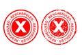2 Style Vector Circle rusty Red Rectangle Rubber Stamp Effect, Rescheduled, re-scheduled Royalty Free Stock Photo