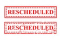 2 Style Vector rusty Red Rectangle Rubber Stamp Effect, Rescheduled, re-scheduled Royalty Free Stock Photo