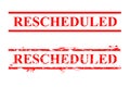 2 Style Vector rusty Red Rectangle Rubber Stamp Effect, Rescheduled, re-scheduled Royalty Free Stock Photo