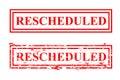 2 Style Vector rusty Red Rectangle Rubber Stamp Effect, Rescheduled, re-scheduled Royalty Free Stock Photo