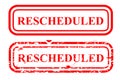 2 Style Vector rusty Red Rectangle Rubber Stamp Effect, Rescheduled, re-scheduled Royalty Free Stock Photo