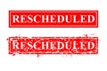 2 Style Vector rusty Red Rectangle Rubber Stamp Effect, Rescheduled, re-scheduled Royalty Free Stock Photo