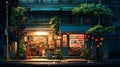 in the style of vivid street scenes, charming anime characters